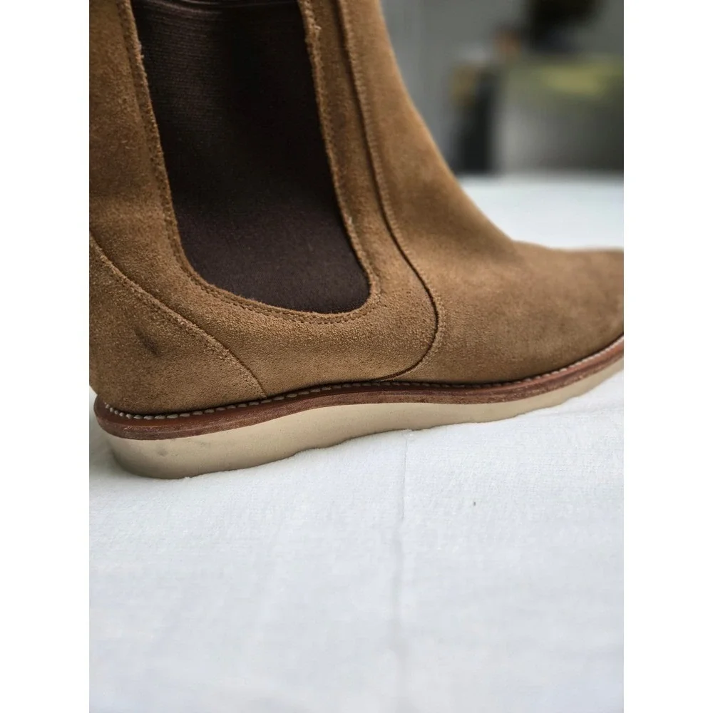 Vintage Tecovas The Chance Mens Sand Suede Chelsea Boots 10D Handmade Mexico